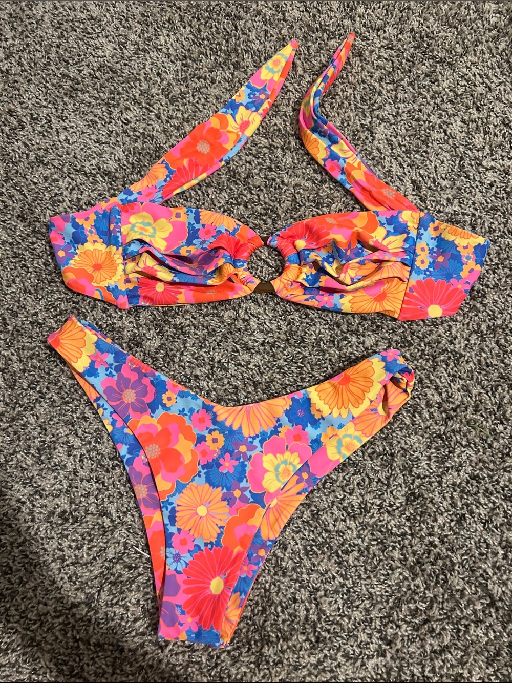 Kulani Kinis Floral Bandeau Bikini in Sapphire Sun